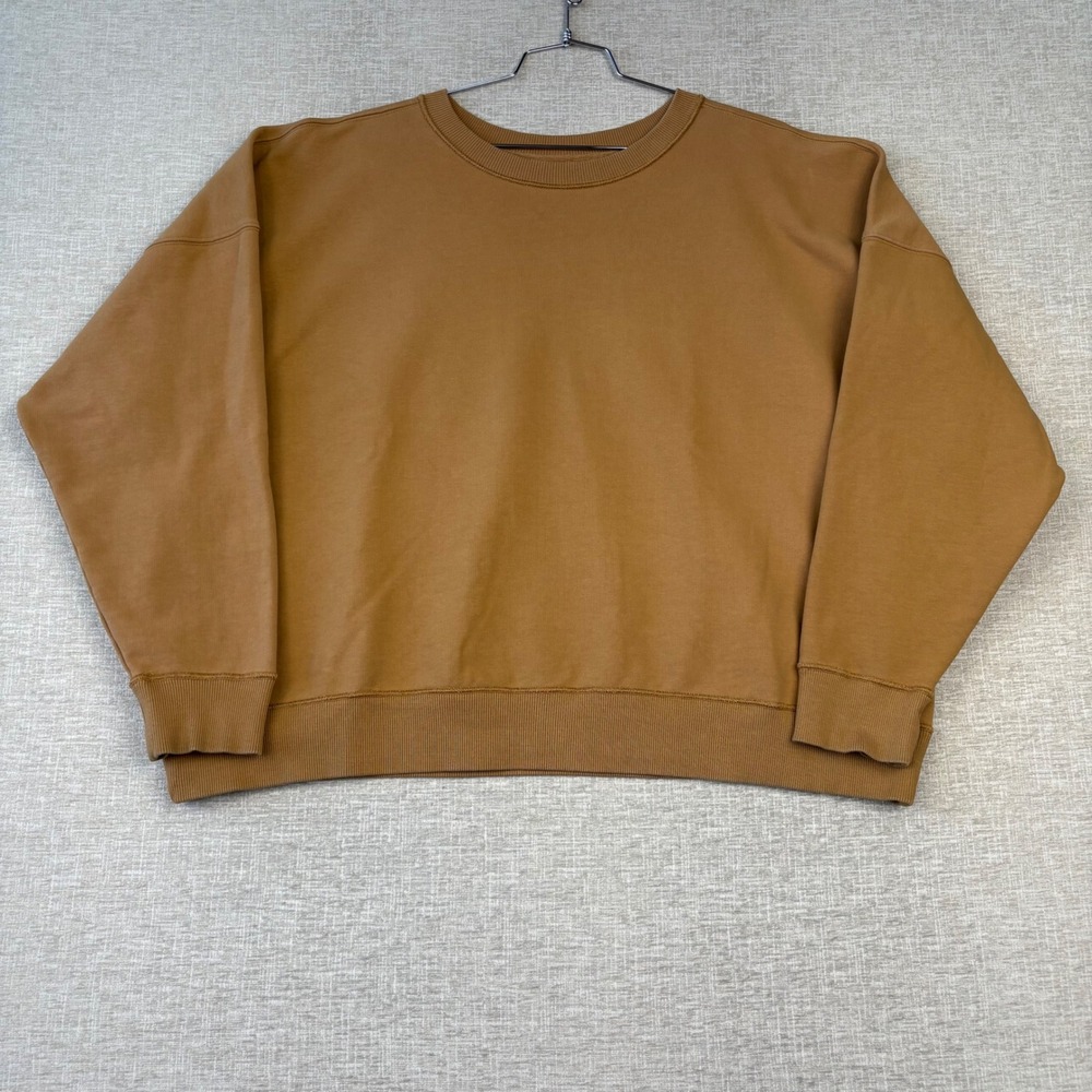 Calvin Klein Mens Crewneck Sweatshirt Large Camel Tan French Terry Portugal